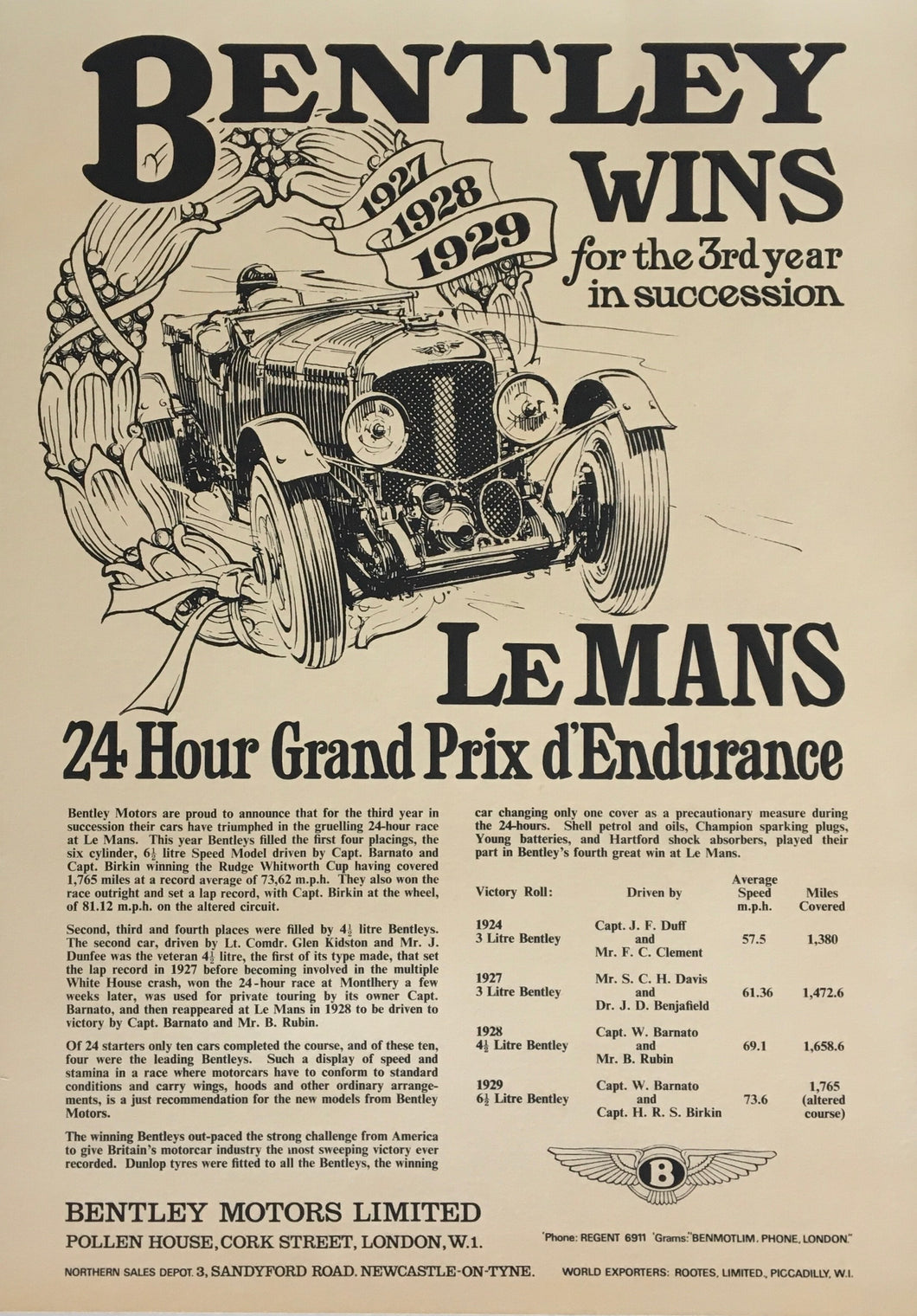 Bentley Wins Le Mans (c.1960's)